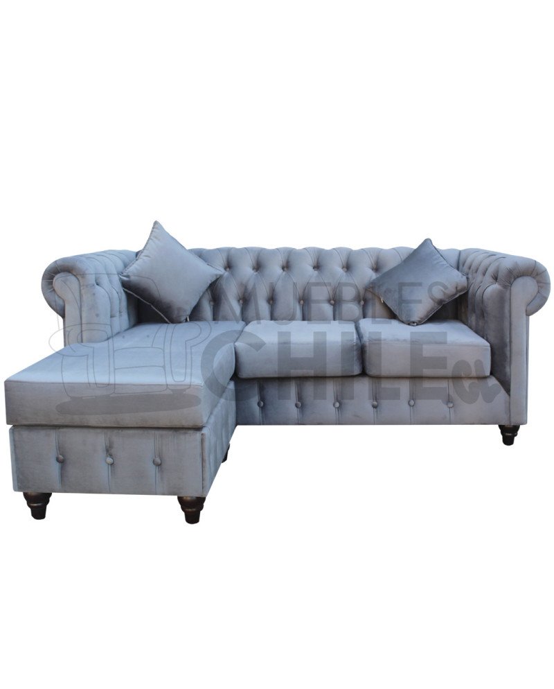 Sofá Chesterfield Seccional Reversible Felpa – Elegante y Reforzado