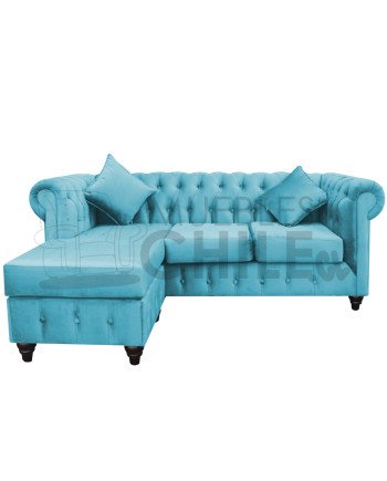 Sofá Chesterfield Seccional Reversible Felpa – Elegante y Reforzado