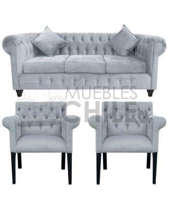 LIVING CHESTERFIELD 311 POLTRONAS BRAZO REDONDO FELPA