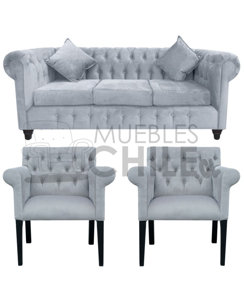 LIVING CHESTERFIELD 311 POLTRONAS BRAZO REDONDO FELPA
