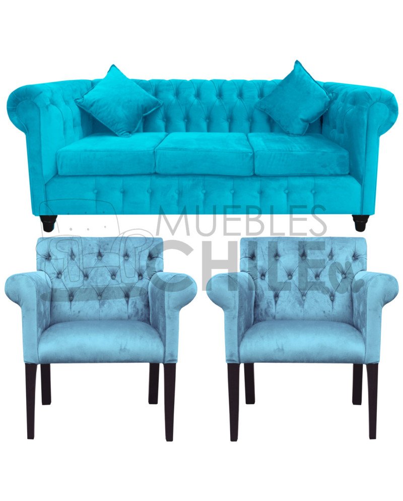 LIVING CHESTERFIELD 311 POLTRONAS BRAZO REDONDO FELPA