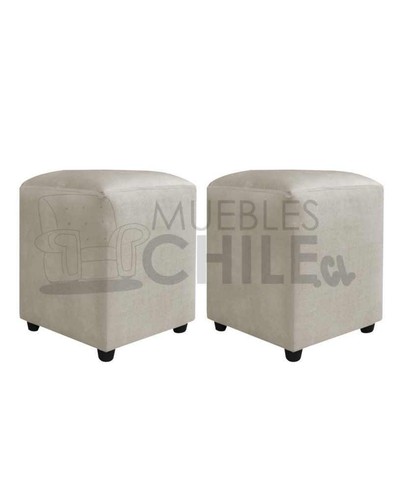 Pouf Liso Felpa X2– Asiento Tapizado en Felpa de Alta Resistencia