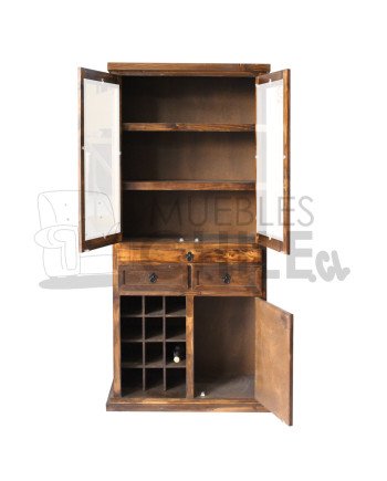 LICORERA 85CM RUSTICA PUERTA CON VIDRIO