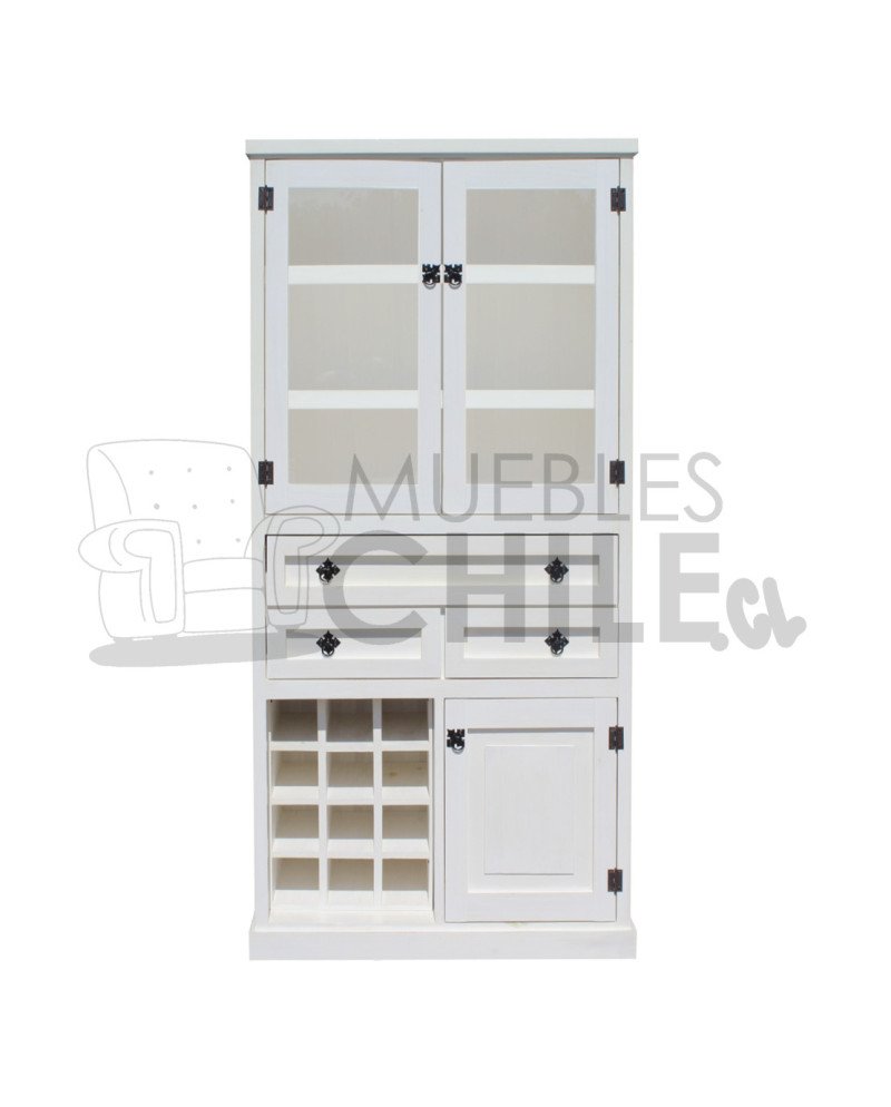Licorera Vintage 85cm Pintada con Puerta de Vidrio – Mueble Bar Clásico