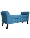 Banqueta Baúl con Brazos Redondos Tapiz Lino | Muebles Chile
