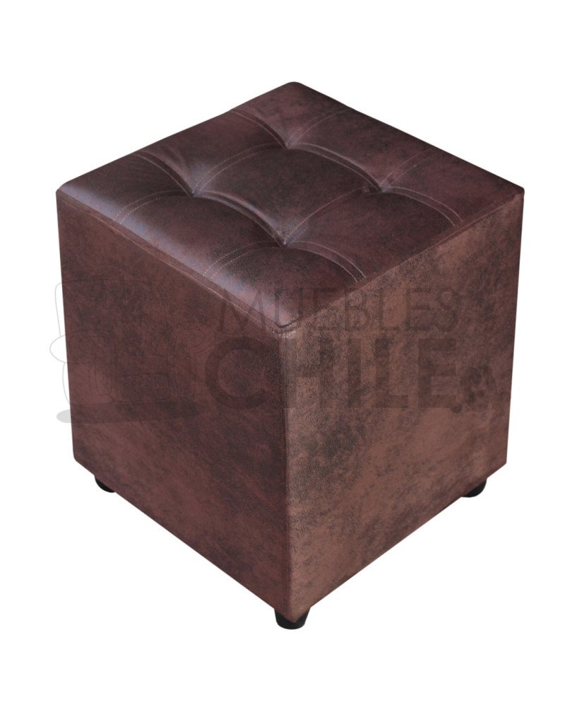 Pouf doble punto Cuero Bonded – Asiento Tapizado Resistente y Moderno