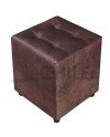 Pouf doble punto Cuero Bonded – Asiento Tapizado Resistente y Moderno