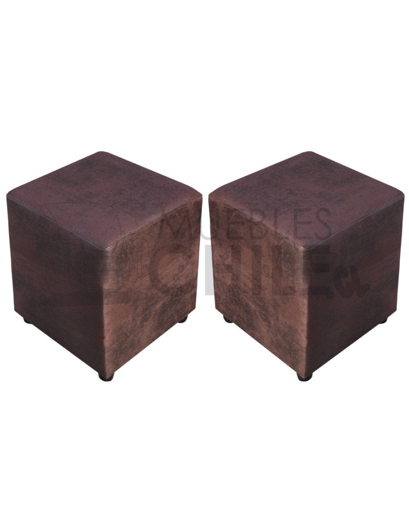 Pouf Liso Cuero Bonded – Asiento Tapizado Resistente y Moderno