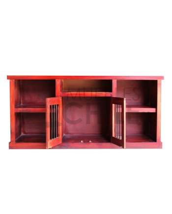 Rack rústico 150 cm 2 puertas con barra metálica – Muebles