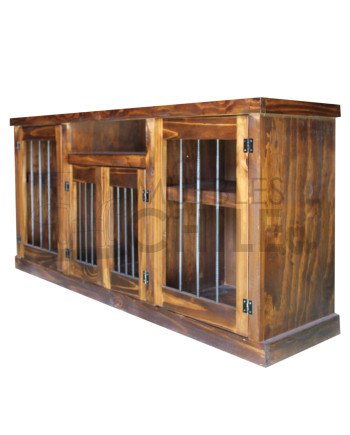 Rack rústico 150 cm 4 puertas + barra metálica | Muebles Chile