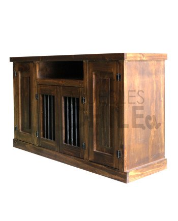 RACK RUSTICO 120CM BARRA METAL 4 PUERTAS