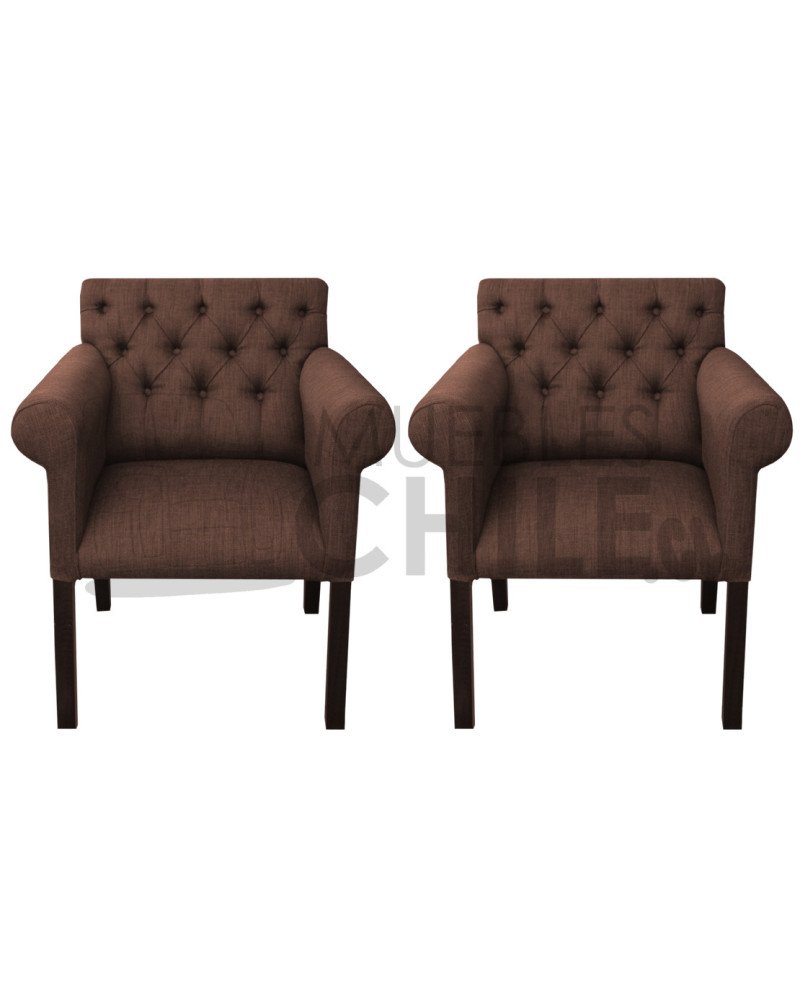 POLTRONA CAPITONE BRAZO REDONDO LINO X2
