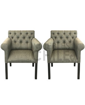 POLTRONA CAPITONE BRAZO REDONDO LINO X2
