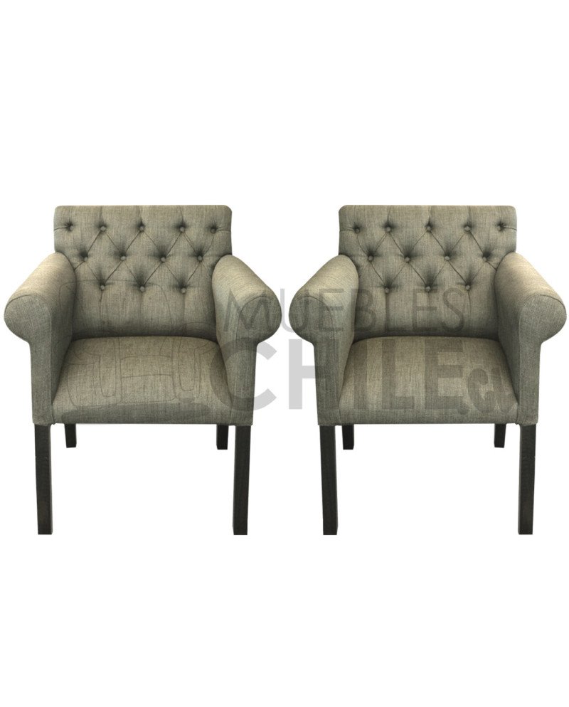 POLTRONA CAPITONE BRAZO REDONDO LINO X2