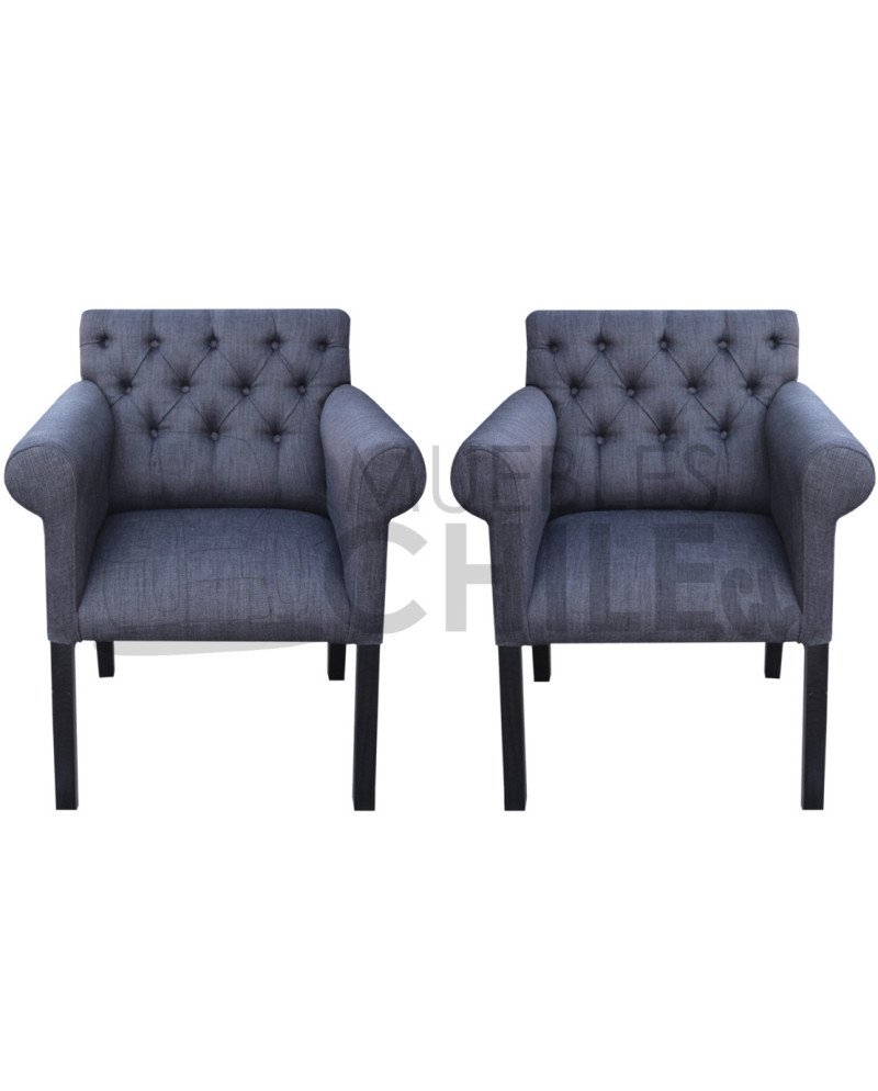 POLTRONA CAPITONE BRAZO REDONDO LINO X2