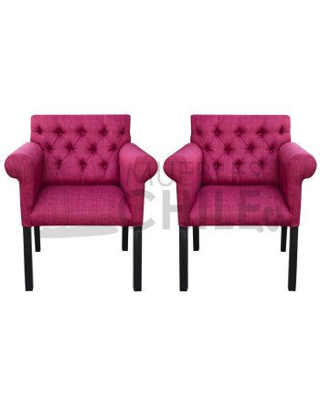 POLTRONA CAPITONE BRAZO REDONDO LINO X2