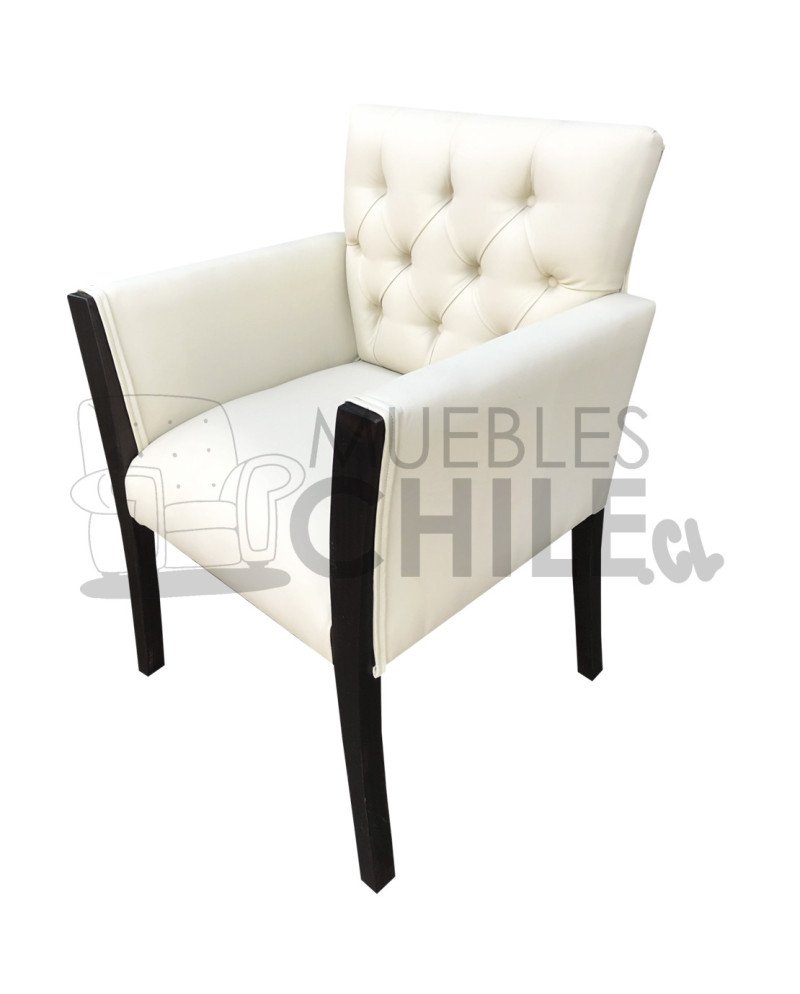 POLTRONA CAPITONE BRAZO MADERA PU