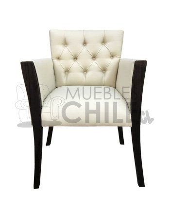 POLTRONA CAPITONE BRAZO MADERA PU