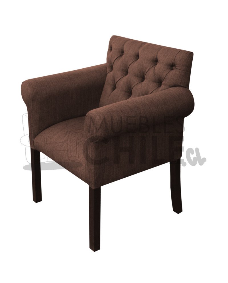 Poltrona Capitone lino – Brazo redondo, estilo elegante