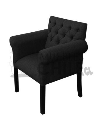 Poltrona Capitone lino – Brazo redondo, estilo elegante