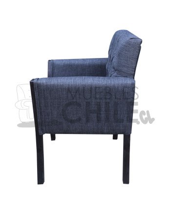 Poltrona Capitone Lino | Con brazos de madera maciza