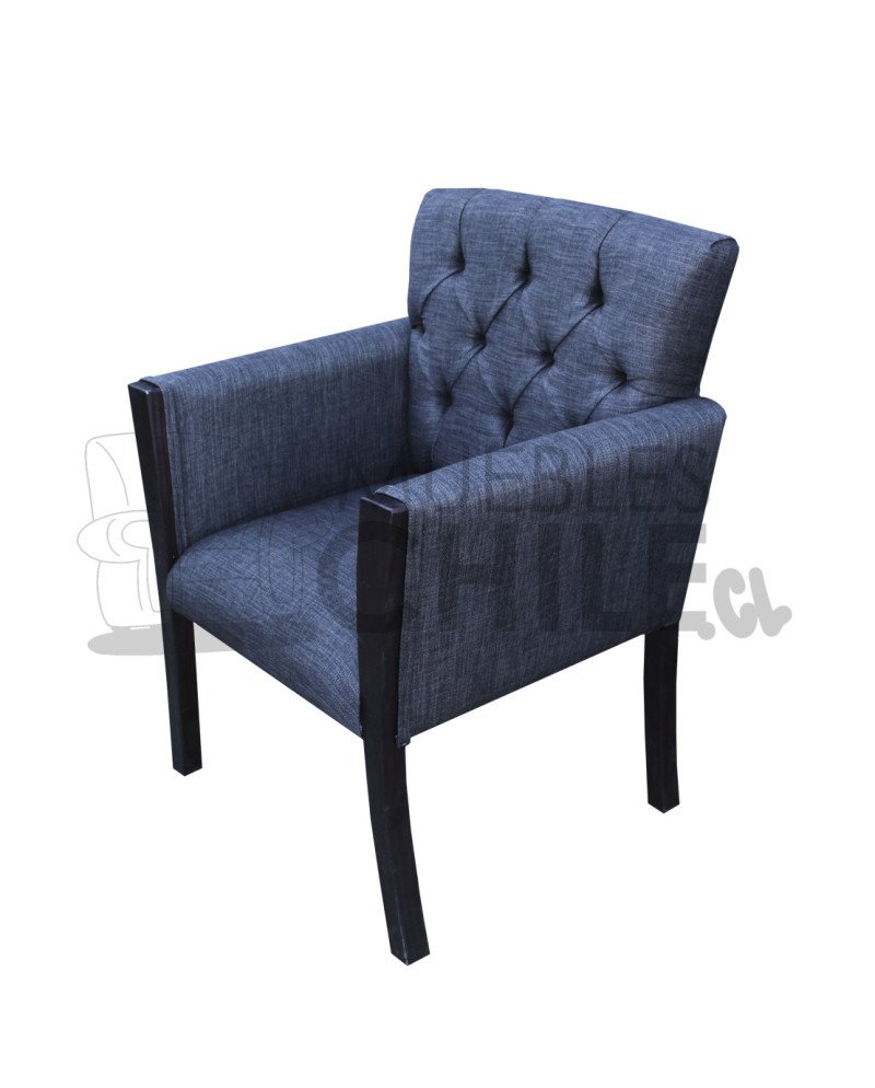 Poltrona Capitone Lino | Con brazos de madera maciza