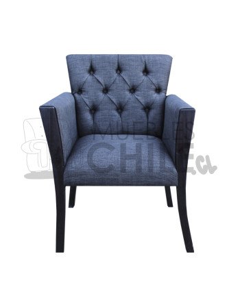 Poltrona Capitone Lino | Con brazos de madera maciza