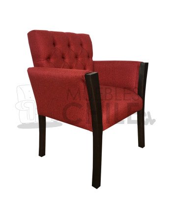 Poltrona Capitone Lino | Con brazos de madera maciza
