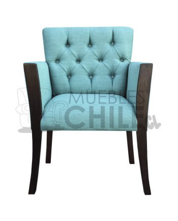 Poltrona Capitone Lino | Con brazos de madera maciza