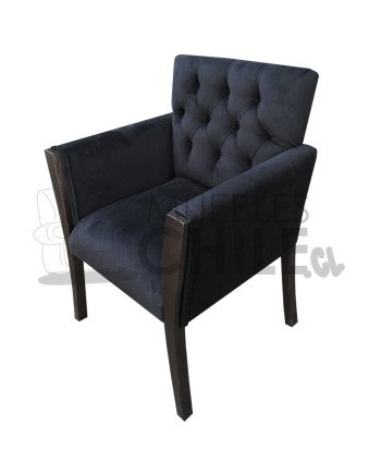 Poltrona Capitone Lino | Con brazos de madera maciza