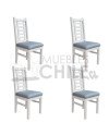 Silla Pucon Blanca X4 Tapiz Lino | MueblesChile.cl