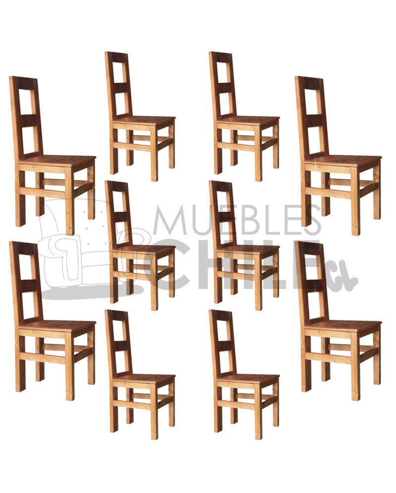 Silla Rústica Terraza x10 Pino Oregon | MueblesChile.cl