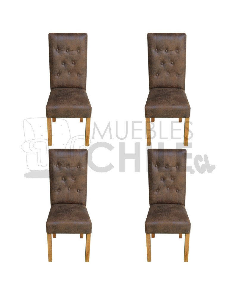 Silla Capitoné Cuero Bonded x4 | Elegancia y Resistencia