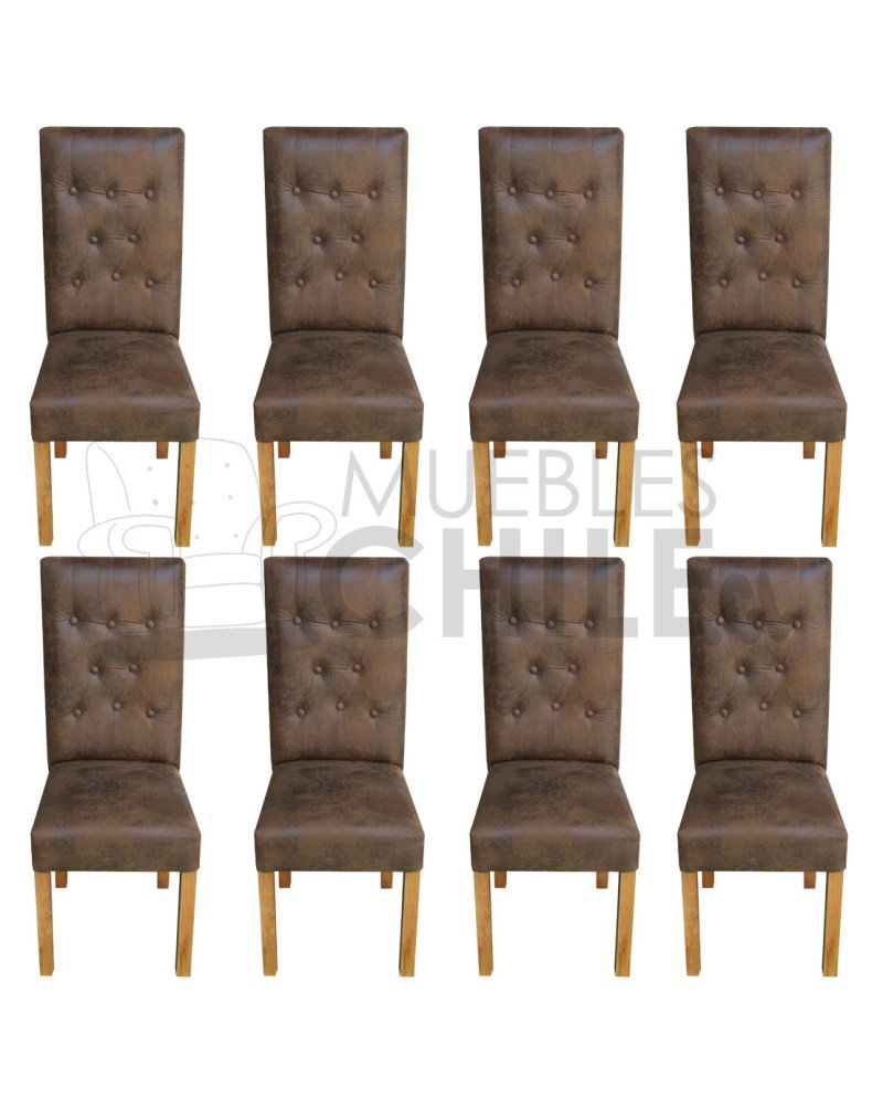 Silla Capitoné Cuero Bonded x8 | Elegancia y Resistencia