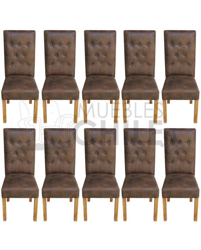 Silla Capitoné Cuero Bonded x10 | Elegancia y Resistencia
