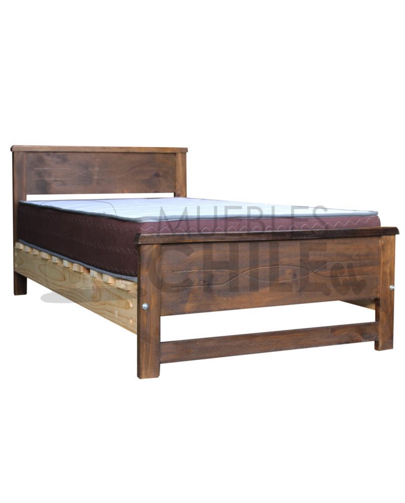 Cama Plaza 1 ½ con Colchón Resortes Línea Plana