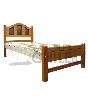Cama Plaza 1 ½ Pino Tapizada en Ecocuero