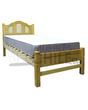 Cama Plaza 1 ½ Pino Tapizada en Ecocuero