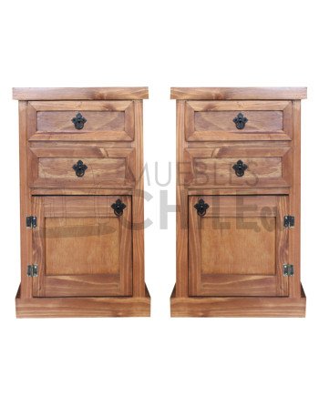 Velador Rústico 1 Puerta 2 Cajones – Muebles Chile