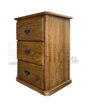 Par de veladores Rústicos Pino Oregon 3 Cajones – Muebles Chile