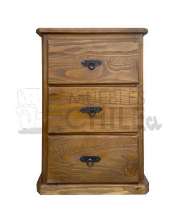 Par de veladores Rústicos Pino Oregon 3 Cajones – Muebles Chile