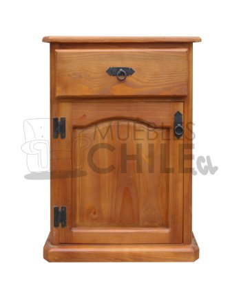 Velador Rústico Pino Oregon con Tirador Metálico – Muebles Chile