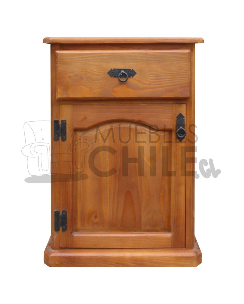 Velador Rústico Pino Oregon con Tirador Metálico – Muebles Chile