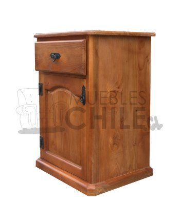 Velador Rústico Pino Oregon con Tirador Metálico – Muebles Chile
