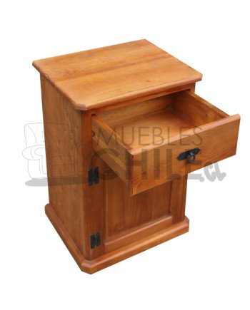 Velador Rústico Pino Oregon con Tirador Metálico – Muebles Chile