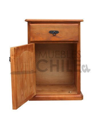 Velador Rústico Pino Oregon con Tirador Metálico – Muebles Chile