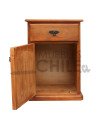 Velador Rústico Pino Oregon con Tirador Metálico – Muebles Chile