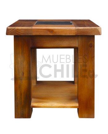 Mesa Lateral Rústica con Piedra pizarra – Pino Oregón