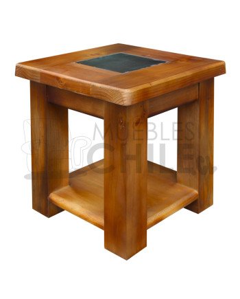 Mesa Lateral Rústica con Piedra pizarra – Pino Oregón