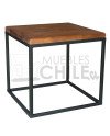 Mesa Lateral Rústica 50x50cm con Base Fierro – Pino Oregón